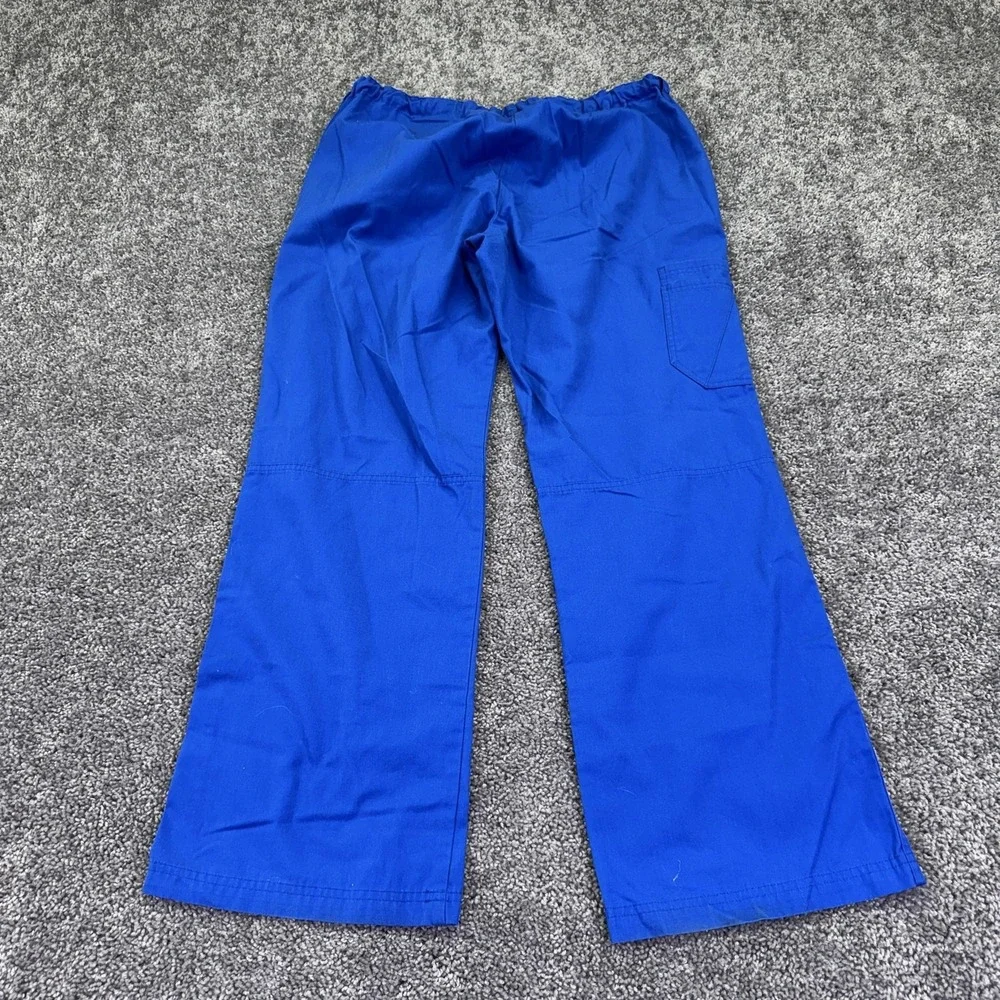 Cherokee Workwear Pants Mens L Blue Scrub Elastic Waist Drawstring Cargo Pockets